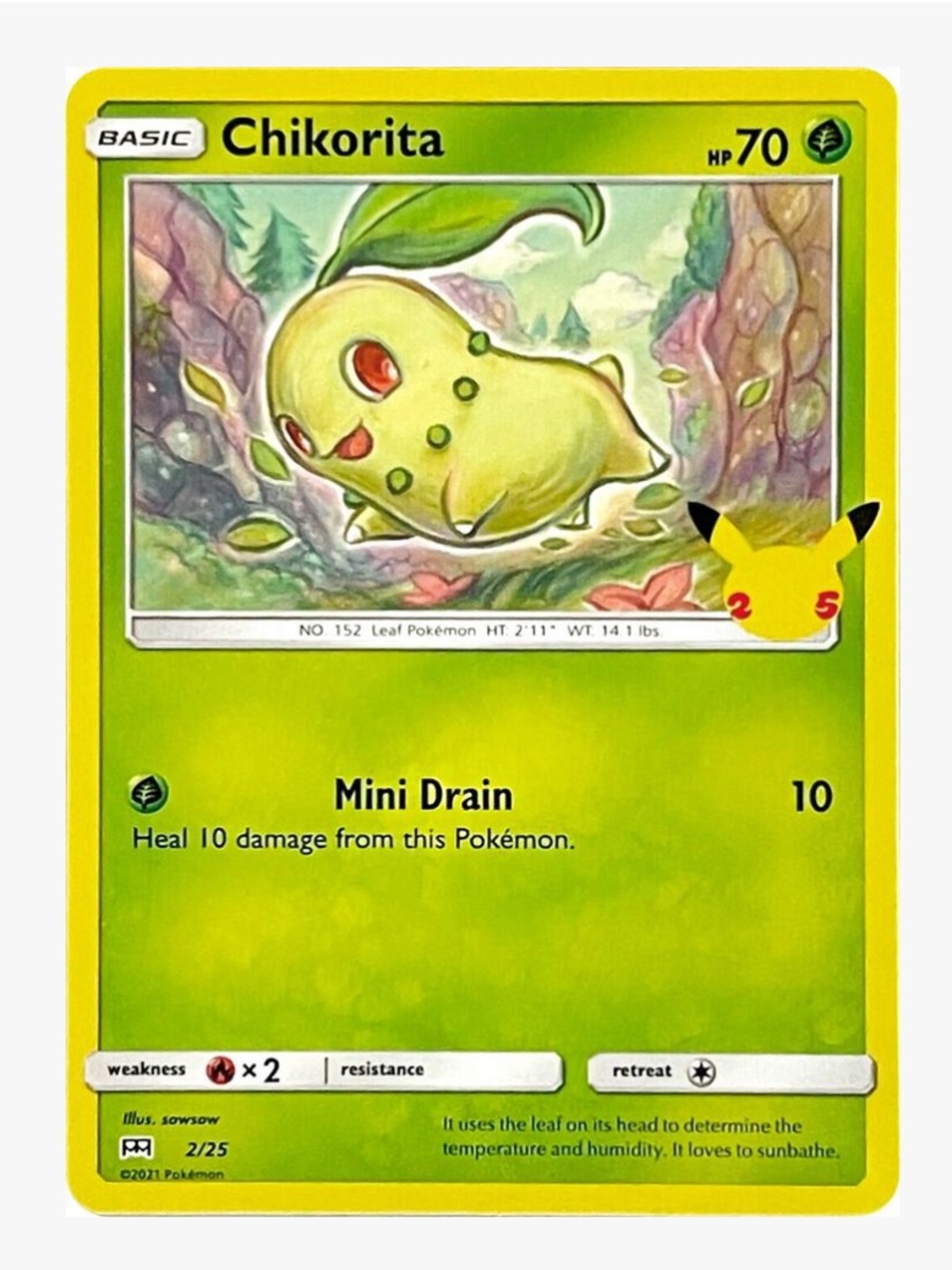 Chikorita McDonald's 25th Anniversary Promos Pokemon Trading Card